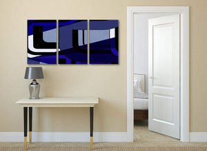 3 Piece Indigo Navy Blue Painting Kitchen Canvas Wall Art Decor - Abstract 3411 - 126cm Set of Prints