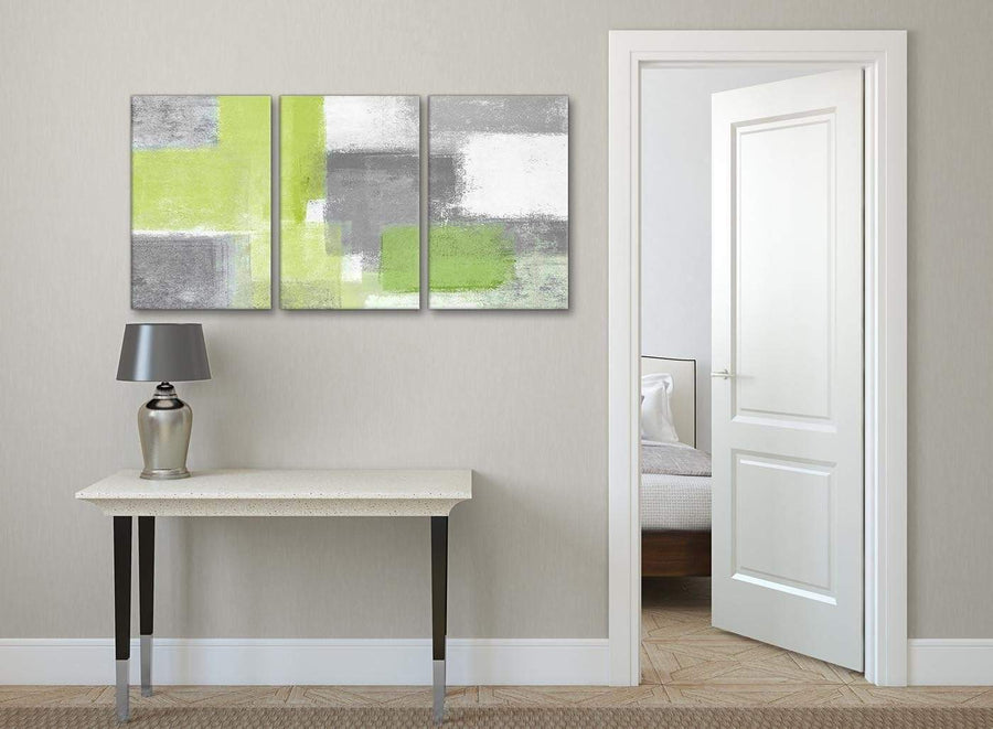 3 Piece Lime Green Grey Abstract - Dining Room Canvas Pictures Accessories - Abstract 3369 - 126cm Set of Prints