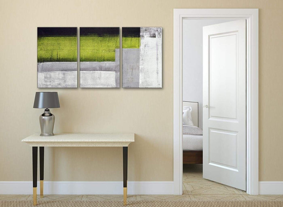 3 Piece Lime Green Grey Painting Kitchen Canvas Wall Art Accessories - Abstract 3424 - 126cm Set of Prints