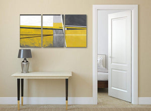 3 Panel Mustard Yellow Grey Painting Living Room Canvas Wall Art Decor - Abstract 3388 - 126cm Set of Prints