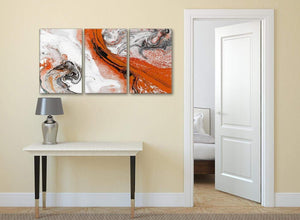 3 Panel Orange and Grey Swirl Dining Room Canvas Pictures Decor - Abstract 3461 - 126cm Set of Prints