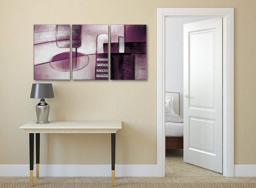 3 Piece Plum Grey Painting Kitchen Canvas Wall Art Accessories - Abstract 3420 - 126cm Set of Prints