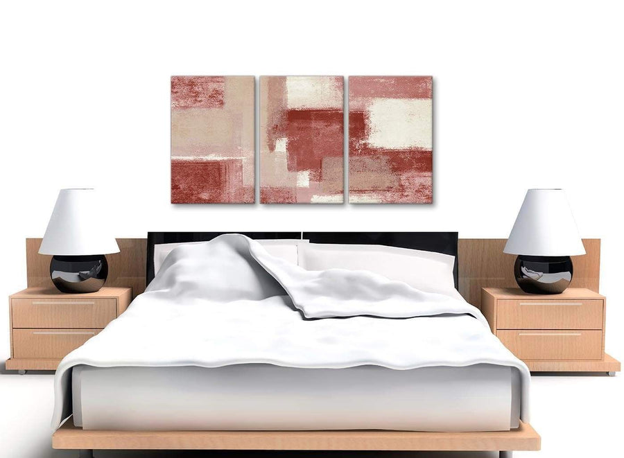 3 Piece Red and Cream Kitchen Canvas Pictures Decor - Abstract 3370 - 126cm Set of Prints