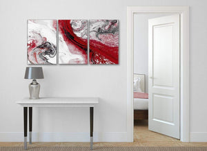 3 Panel Red and Grey Swirl Hallway Canvas Wall Art Accessories - Abstract 3467 - 126cm Set of Prints