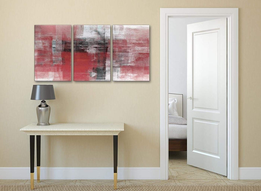 3 Panel Red Black White Painting Living Room Canvas Pictures Accessories - Abstract 3397 - 126cm Set of Prints