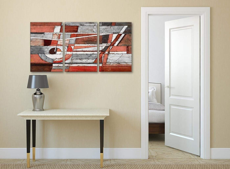3 Piece Red Grey Painting Kitchen Canvas Pictures Accessories - Abstract 3401 - 126cm Set of Prints