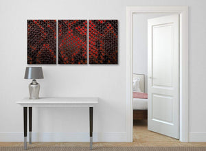 3 Panel Red Snakeskin Animal Print Kitchen Canvas Pictures Accessories - Abstract 3476 - 126cm Set of Prints