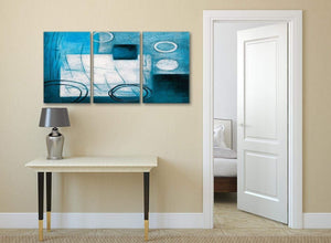 3 Panel Teal White Painting Kitchen Canvas Wall Art Decor - Abstract 3432 - 126cm Set of Prints