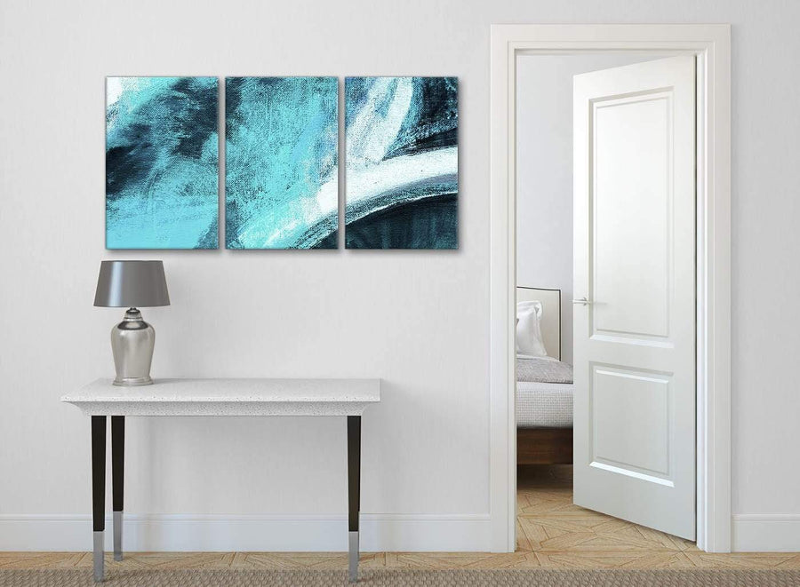 3 Panel Turquoise and White - Kitchen Canvas Wall Art Decor - Abstract 3448 - 126cm Set of Prints