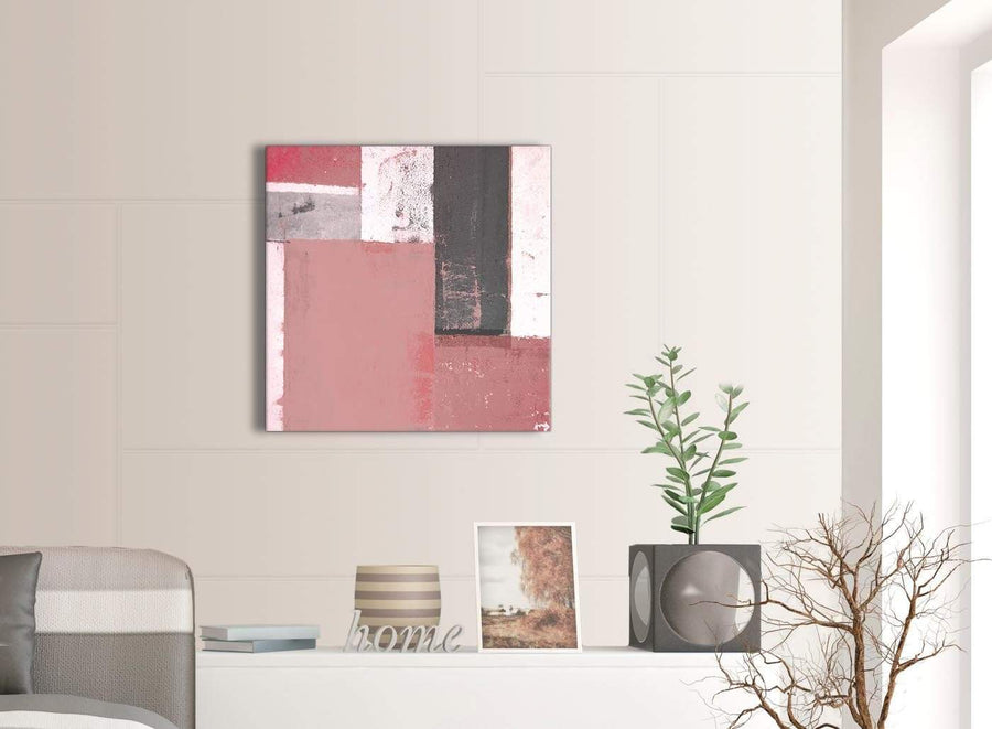 Contemporary Blush Pink Abstract Painting Wall Art Print Canvas Modern 64cm Square 1S334M For Your Office