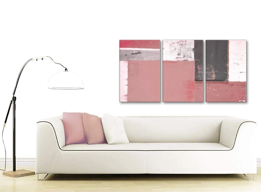Contemporary Blush Pink Abstract Painting Wall Art Print Canvas Split Set Of 3 125cm Wide 3334 For Your Office