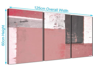 Panoramic Blush Pink Abstract Painting Wall Art Print Canvas Split Set Of 3 125cm Wide 3334 For Your Office