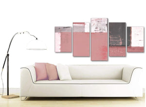 Contemporary Extra Large Blush Pink Abstract Painting Wall Art Print Canvas Split 5 Part 160cm Wide 5334 For Your Office