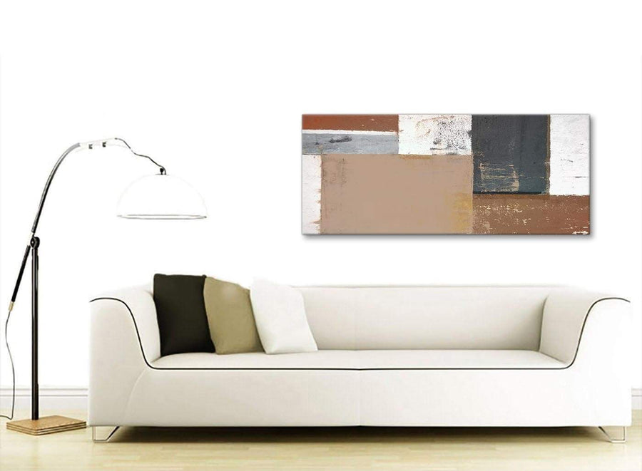 Contemporary Brown Beige Grey Abstract Painting Wall Art Print Canvas Modern 120cm Wide 1335 For Your Living Room