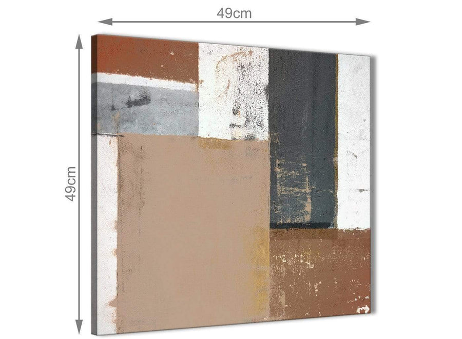Chic Brown Beige Grey Abstract Painting Wall Art Print Canvas Modern 49cm Square 1S335S For Your Office