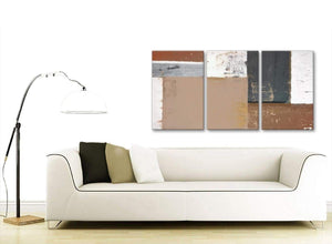 Contemporary Brown Beige Grey Abstract Painting Wall Art Print Canvas Multi 3 Piece 125cm Wide 3335 For Your Living Room