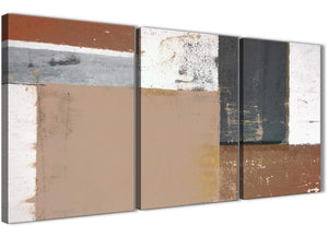 Oversized Brown Beige Grey Abstract Painting Wall Art Print Canvas Multi 3 Piece 125cm Wide 3335 For Your Bedroom