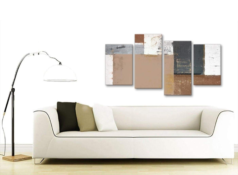 Contemporary Large Brown Beige Grey Abstract Painting Wall Art Print Canvas Multi 4 Set 130cm Wide 4335 For Your Bedroom