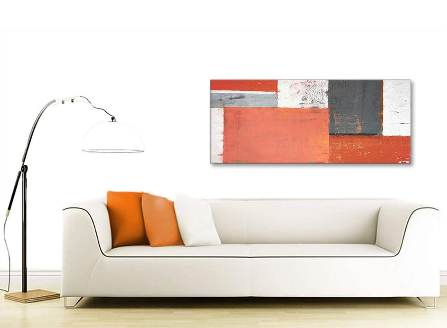 Contemporary Coral Grey Abstract Painting Canvas Wall Art Pictures Modern 120cm Wide 1336 For Your Living Room