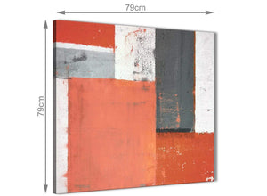 Chic Coral Grey Abstract Painting Canvas Wall Art Pictures Modern 79cm Square 1S336L For Your Office