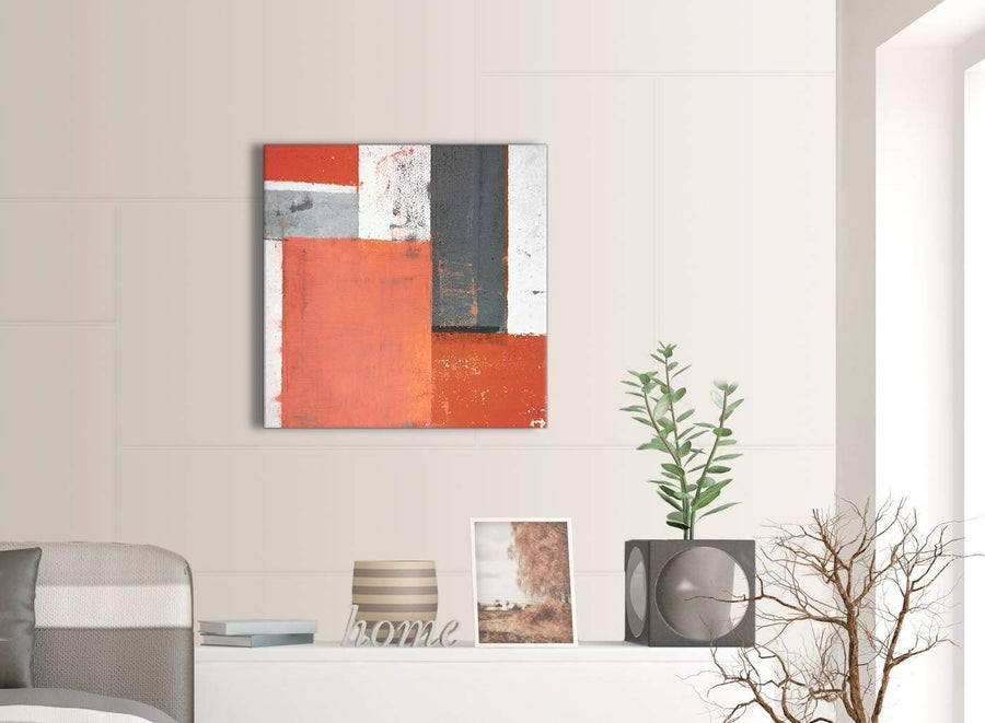 Contemporary Coral Grey Abstract Painting Canvas Wall Art Pictures Modern 64cm Square 1S336M For Your Dining Room