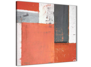 Modern Coral Grey Abstract Painting Canvas Wall Art Pictures Modern 49cm Square 1S336S For Your Living Room