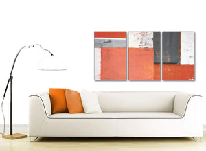 Contemporary Coral Grey Abstract Painting Canvas Wall Art Pictures Split 3 Panel 125cm Wide 3336 For Your Living Room