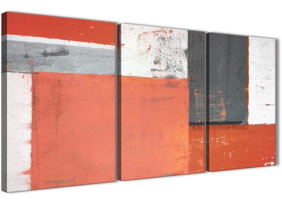 Oversized Coral Grey Abstract Painting Canvas Wall Art Pictures Split 3 Panel 125cm Wide 3336 For Your Living Room