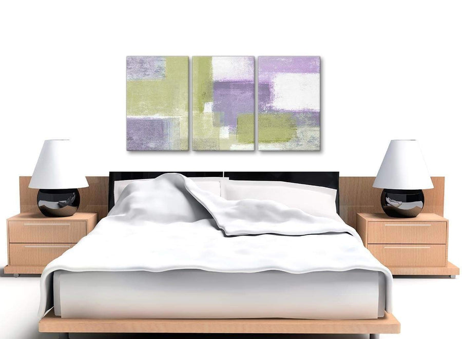 Cheap Lime Green Purple Abstract Painting Canvas Wall Art Print Multi 3 Piece 125cm Wide For Your Living Room-3364