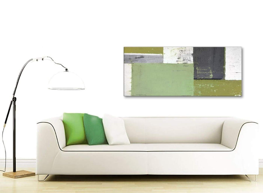 Contemporary Green Grey Abstract Painting Canvas Wall Art Pictures Modern 120cm Wide 1337 For Your Living Room