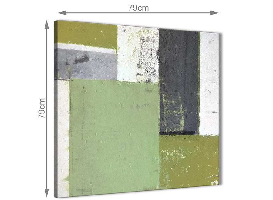 Chic Green Grey Abstract Painting Canvas Wall Art Pictures Modern 79cm Square 1S337L For Your Hallway