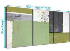 Panoramic Green Grey Abstract Painting Canvas Wall Art Pictures Multi Set Of 3 125cm Wide 3337 For Your Dining Room