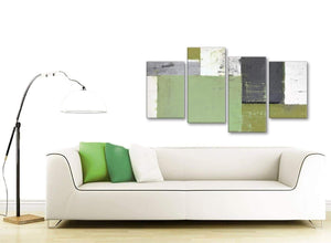 Contemporary Large Green Grey Abstract Painting Canvas Wall Art Pictures Multi 4 Set 130cm Wide 4337 For Your Hallway