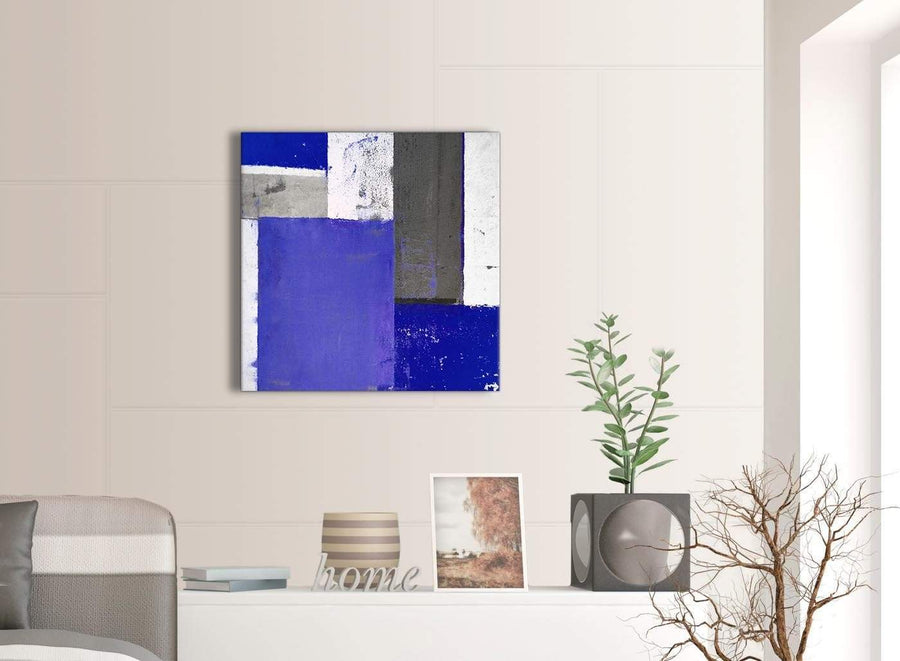 Contemporary Indigo Navy Blue Abstract Painting Canvas Wall Art Print Modern 64cm Square 1S338M For Your Living Room