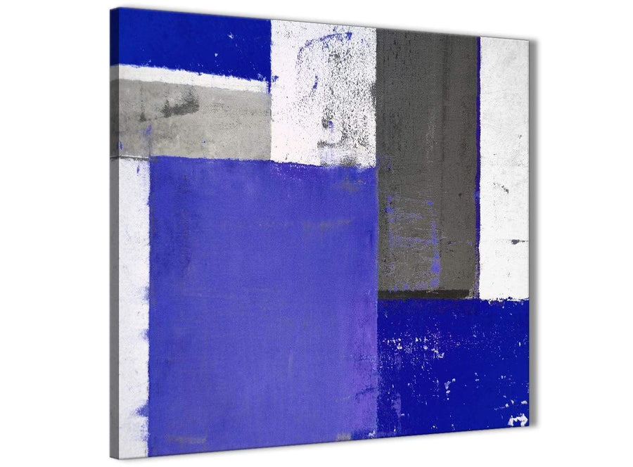 Modern Indigo Navy Blue Abstract Painting Canvas Wall Art Print Modern 64cm Square 1S338M For Your Dining Room