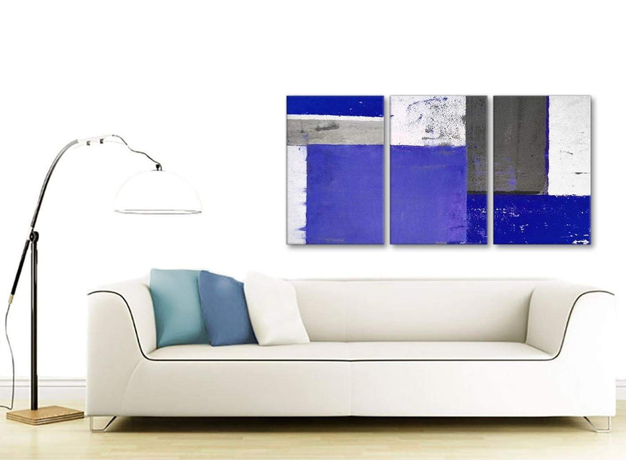 Contemporary Indigo Navy Blue Abstract Painting Canvas Wall Art Print Multi Set Of 3 125cm Wide 3338 For Your Dining Room