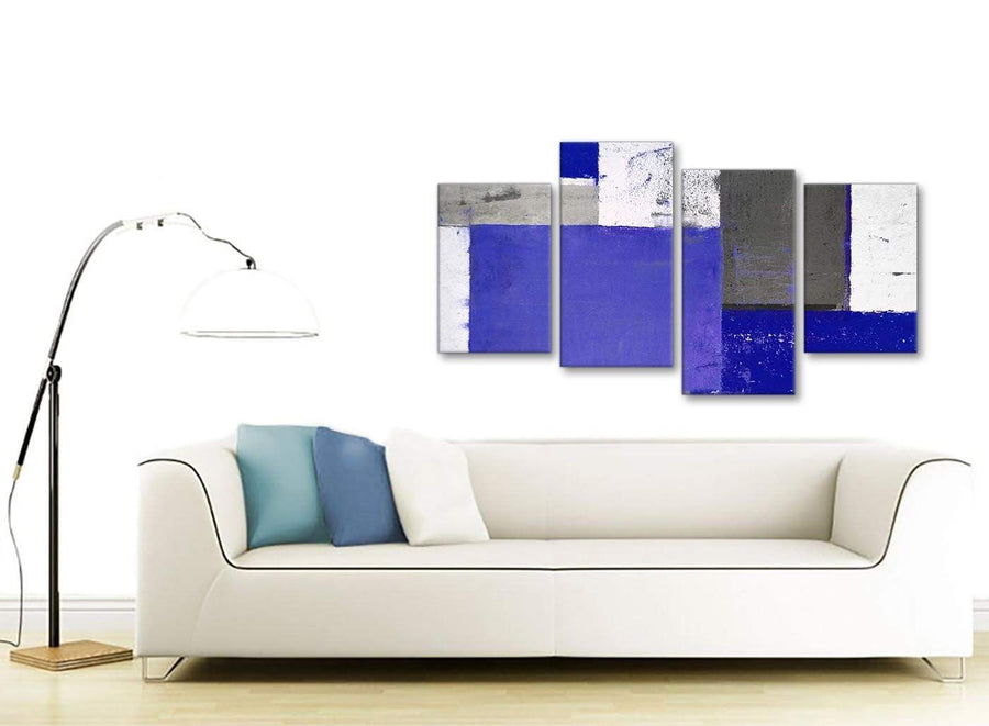 Contemporary Large Indigo Navy Blue Abstract Painting Canvas Wall Art Print Multi 4 Set 130cm Wide 4338 For Your Bedroom