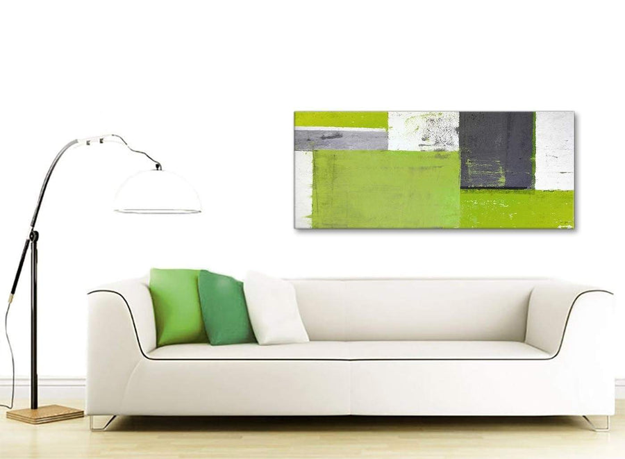 Contemporary Lime Green Grey Abstract Painting Canvas Wall Art Print Modern 120cm Wide 1339 For Your Living Room