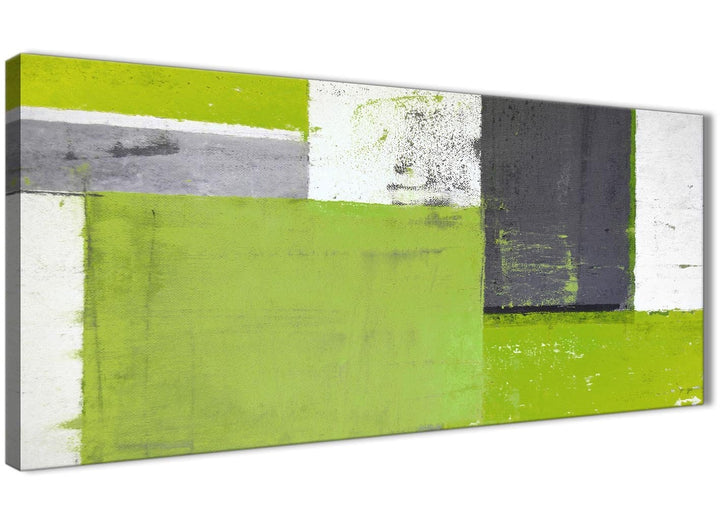 Oversized Lime Green Grey Abstract Painting Canvas Wall Art Print Modern 120cm Wide 1339 For Your Dining Room - 1339
