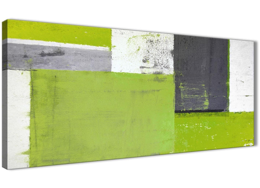 Oversized Lime Green Grey Abstract Painting Canvas Wall Art Print Modern 120cm Wide 1339 For Your Dining Room