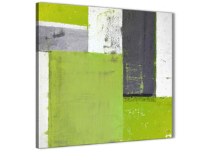 Modern Lime Green Grey Abstract Painting Canvas Wall Art Print Modern 79cm Square 1S339L For Your Living Room