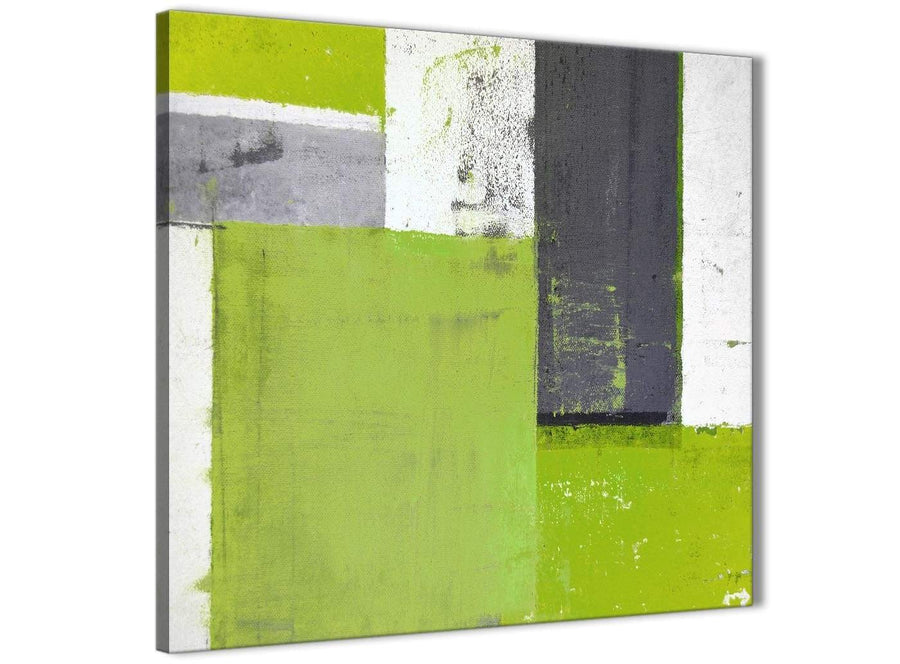 Modern Lime Green Grey Abstract Painting Canvas Wall Art Print Modern 64cm Square 1S339M For Your Living Room