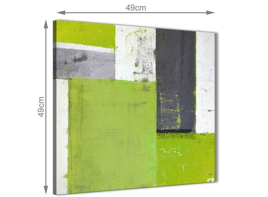 Chic Lime Green Grey Abstract Painting Canvas Wall Art Print Modern 49cm Square 1S339S For Your Dining Room