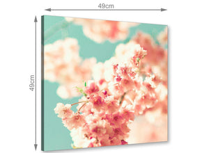 chic japanese cherry blossom shabby chic pink blue floral canvas modern 49cm square 1s288s for your girls bedroom