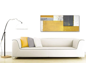 Contemporary Mustard Yellow Grey Abstract Painting Canvas Wall Art Print Modern 120cm Wide 1340 For Your Kitchen