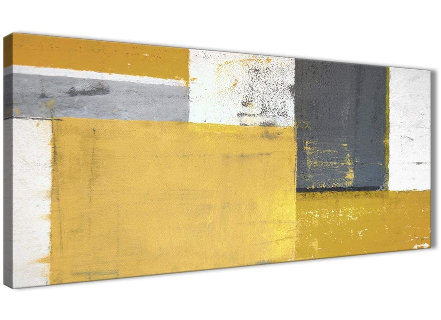 Oversized Mustard Yellow Grey Abstract Painting Canvas Wall Art Print Modern 120cm Wide 1340 For Your Kitchen