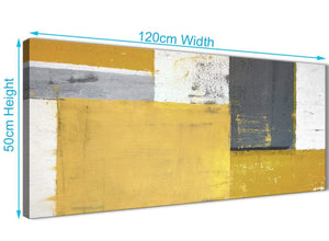 Panoramic Mustard Yellow Grey Abstract Painting Canvas Wall Art Print Modern 120cm Wide 1340 For Your Dining Room