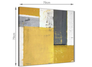 Chic Mustard Yellow Grey Abstract Painting Canvas Wall Art Print Modern 79cm Square 1S340L For Your Living Room