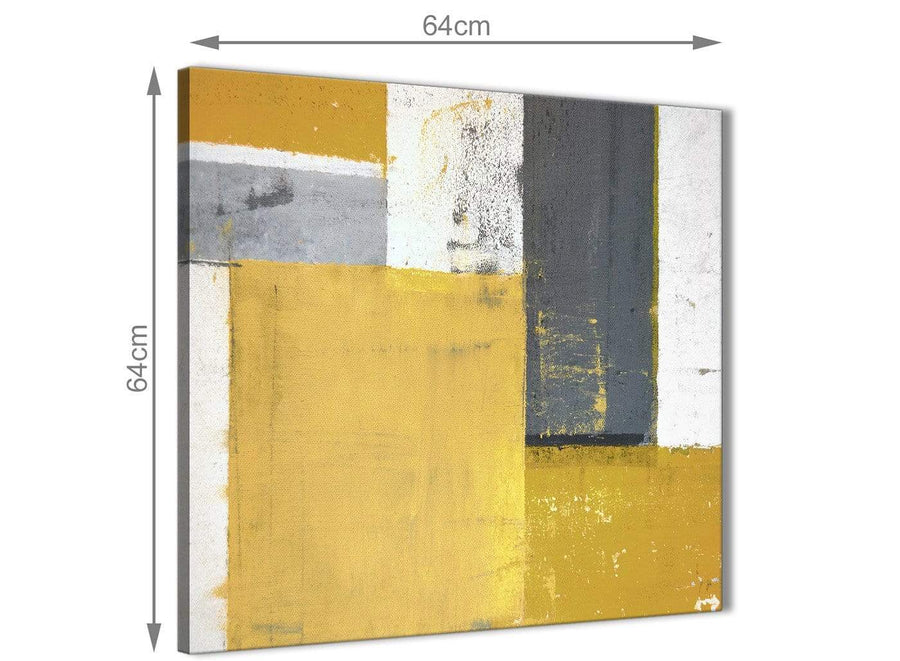 Chic Mustard Yellow Grey Abstract Painting Canvas Wall Art Print Modern 64cm Square 1S340M For Your Living Room
