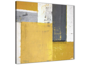 Modern Mustard Yellow Grey Abstract Painting Canvas Wall Art Print Modern 64cm Square 1S340M For Your Kitchen